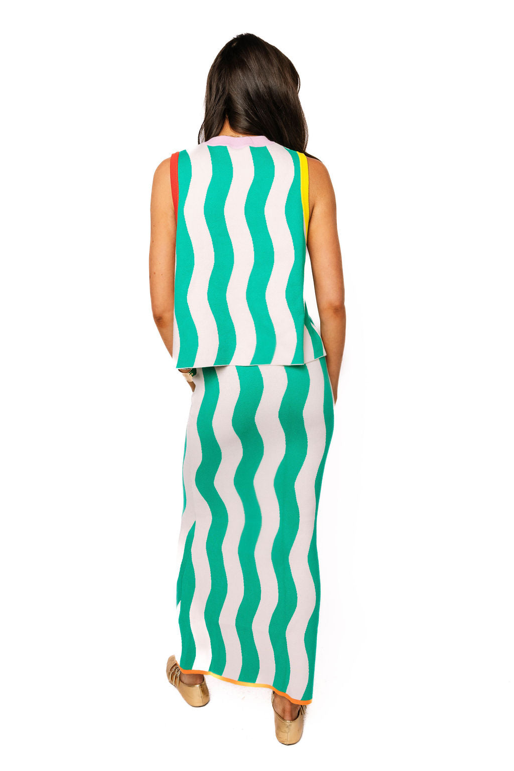 Teal Multi Trim Fish Knit Tank