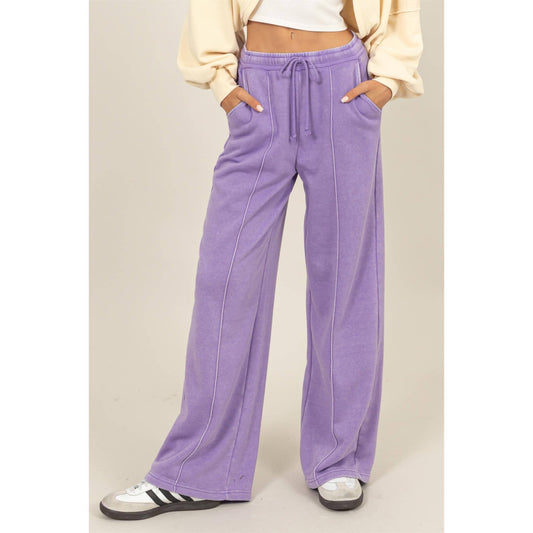 Lavender High Waist Drawstring Pants