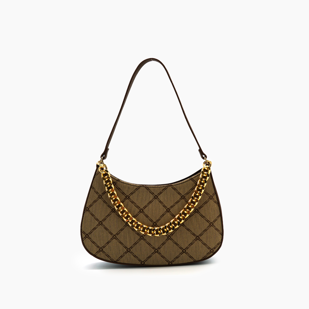 Vegan Leather Denim Mira Gold Chain Shoulder Bag