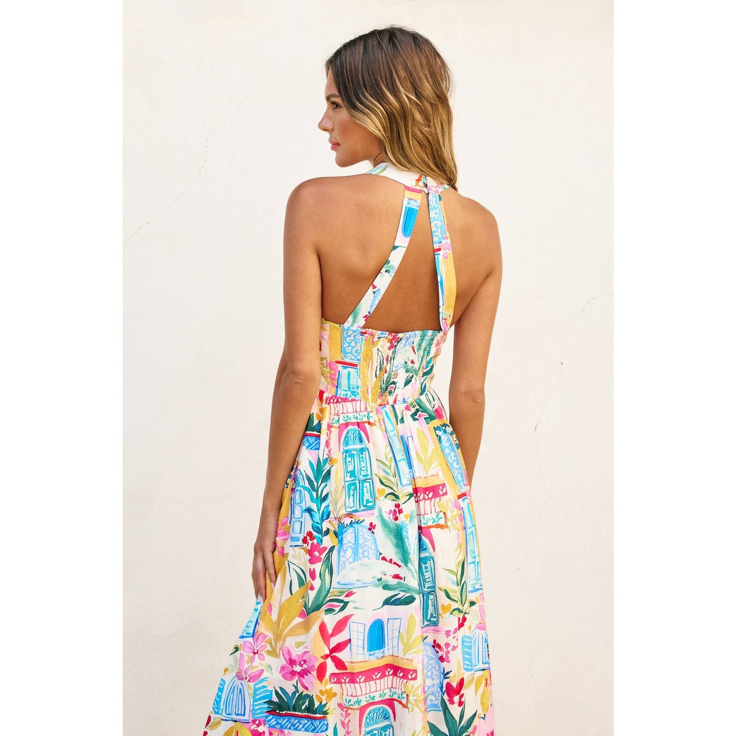 Long Summer Halter Neck Midi Dress