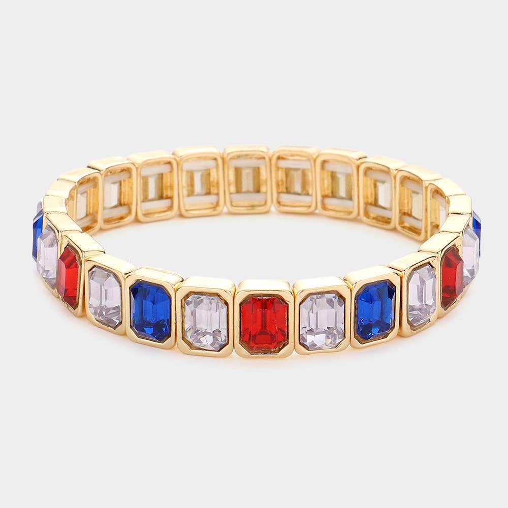 Emerald Cut Stone Stretch Evening Bracelets