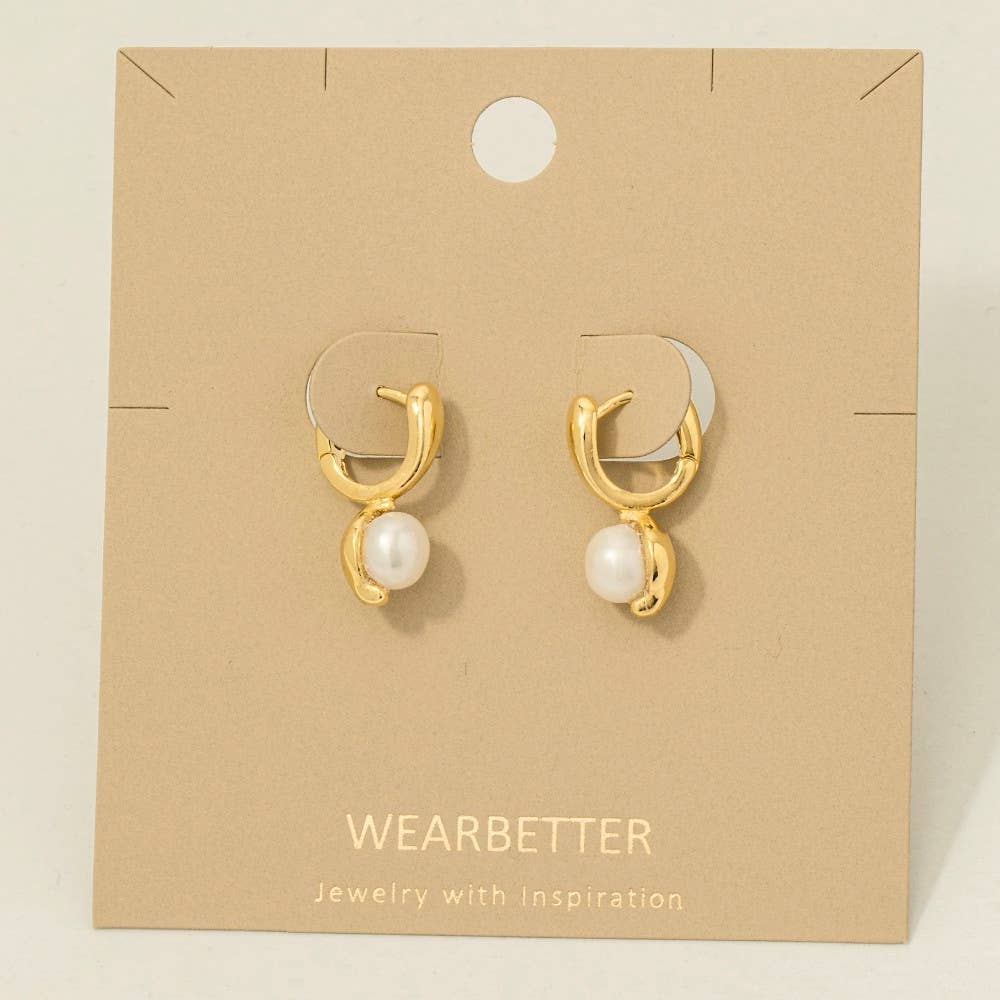 Mini Pearl Drop Huggie Earrings