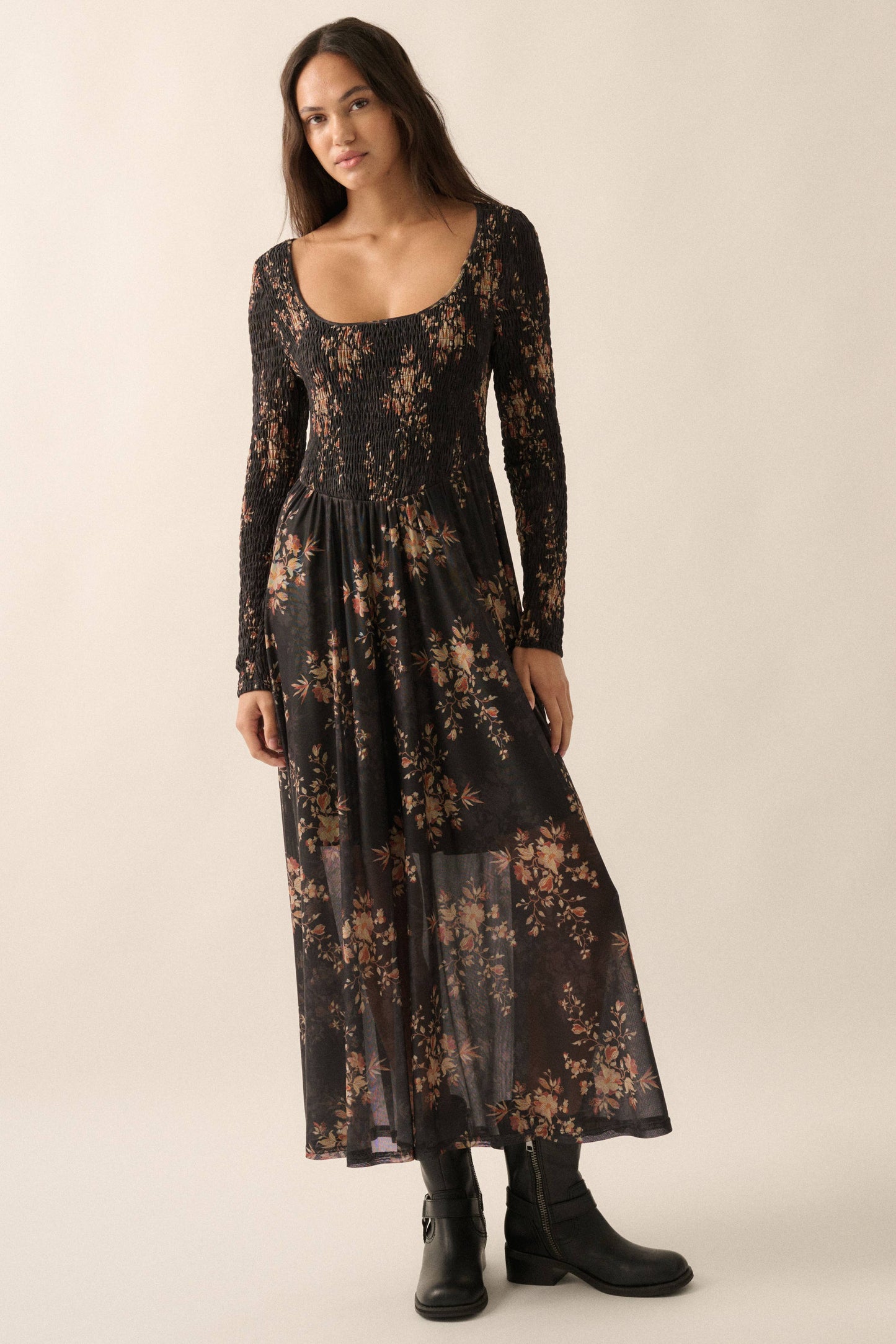 Heather Floral Smocked Maxi Dress