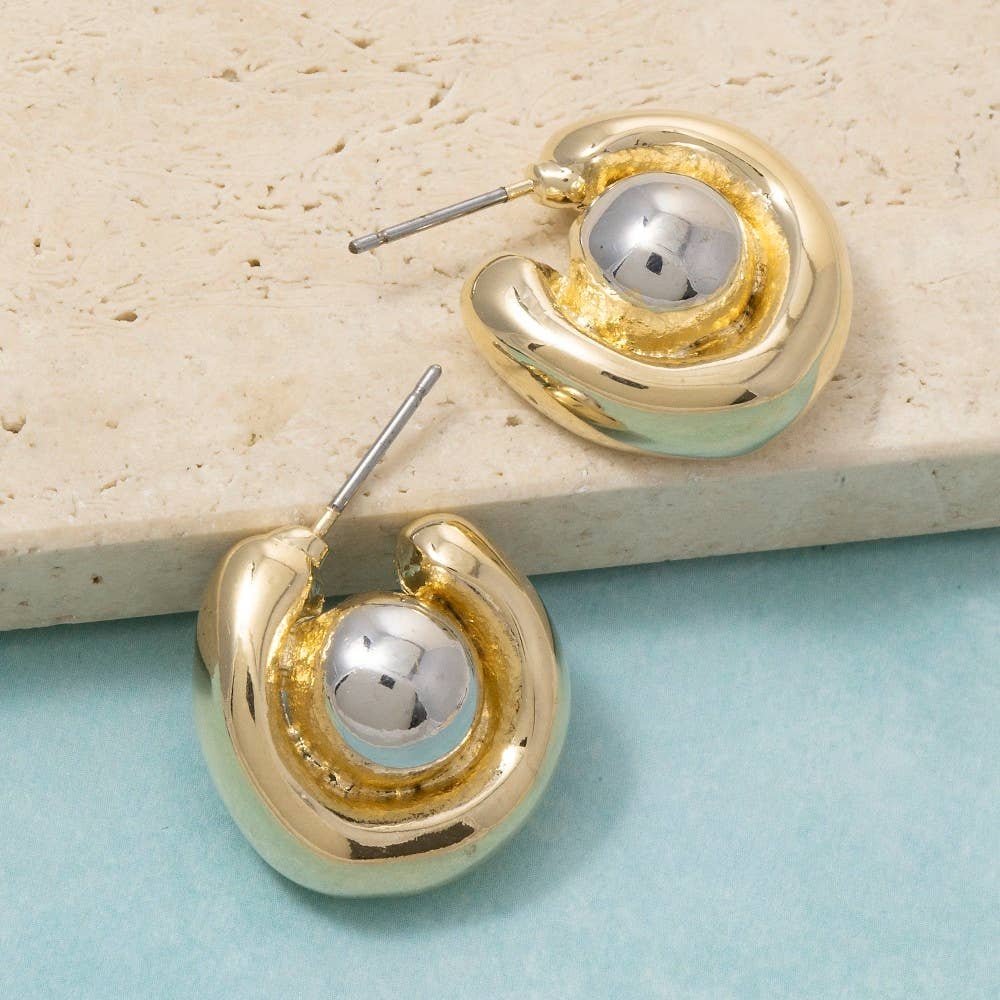 Two-Tone Chunky Hoop Earrings