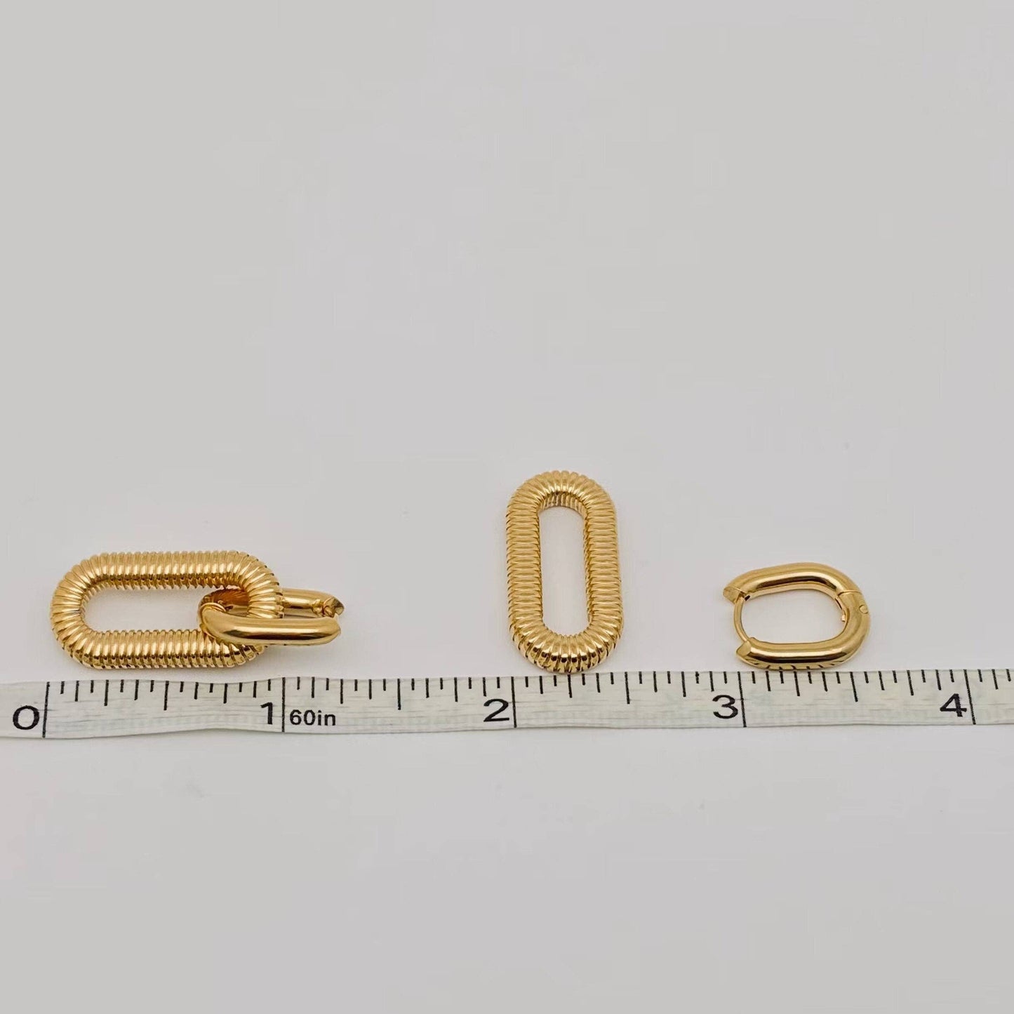 Gold-plated Stainless Steel Double-ring Clasp Earrings