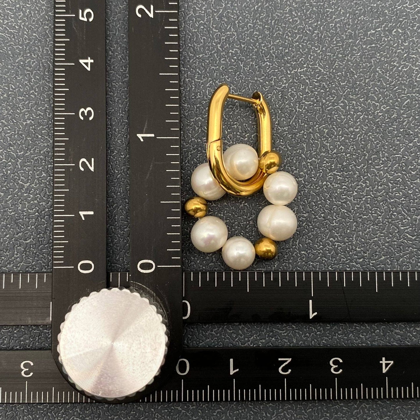Pearl Charm 18K Gold Plated Steel Huggie Earrings