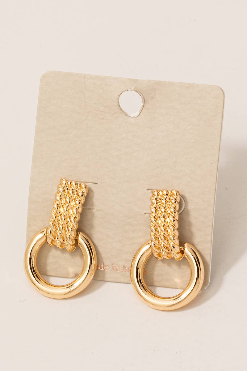 Metallic Braid And Hoop Dangle Earrings
