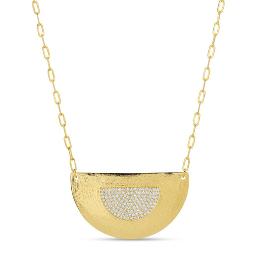 Pave Accented Semi-Circle Statement Necklace