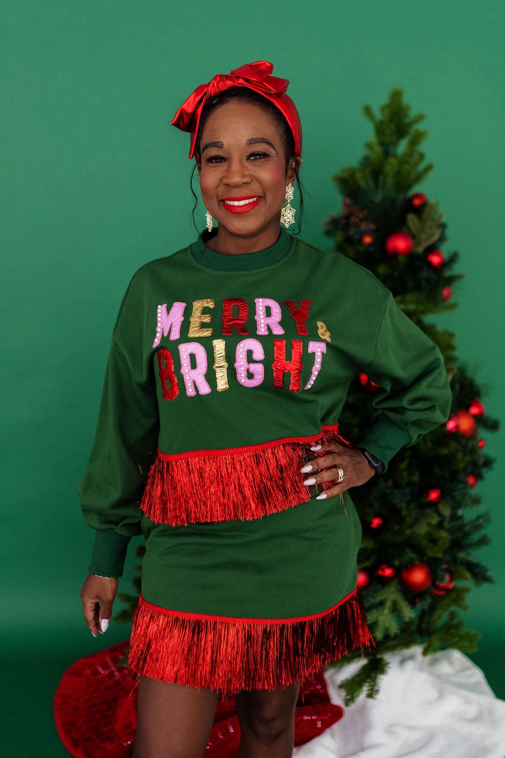Merry & Bright Tinsel Fringe Sweatshirt