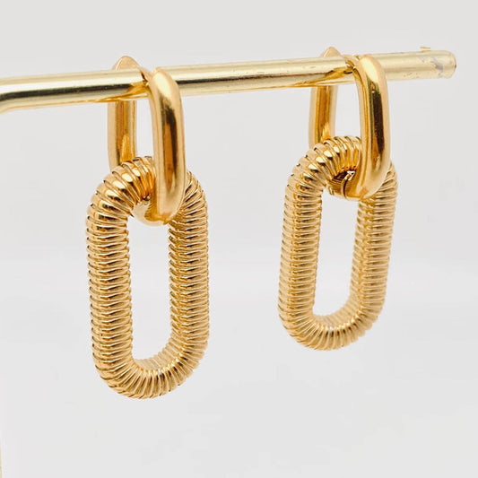 Gold-plated Stainless Steel Double-ring Clasp Earrings