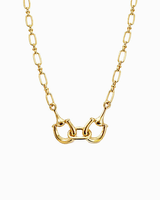 Double Horsebit Knot Chain Necklace