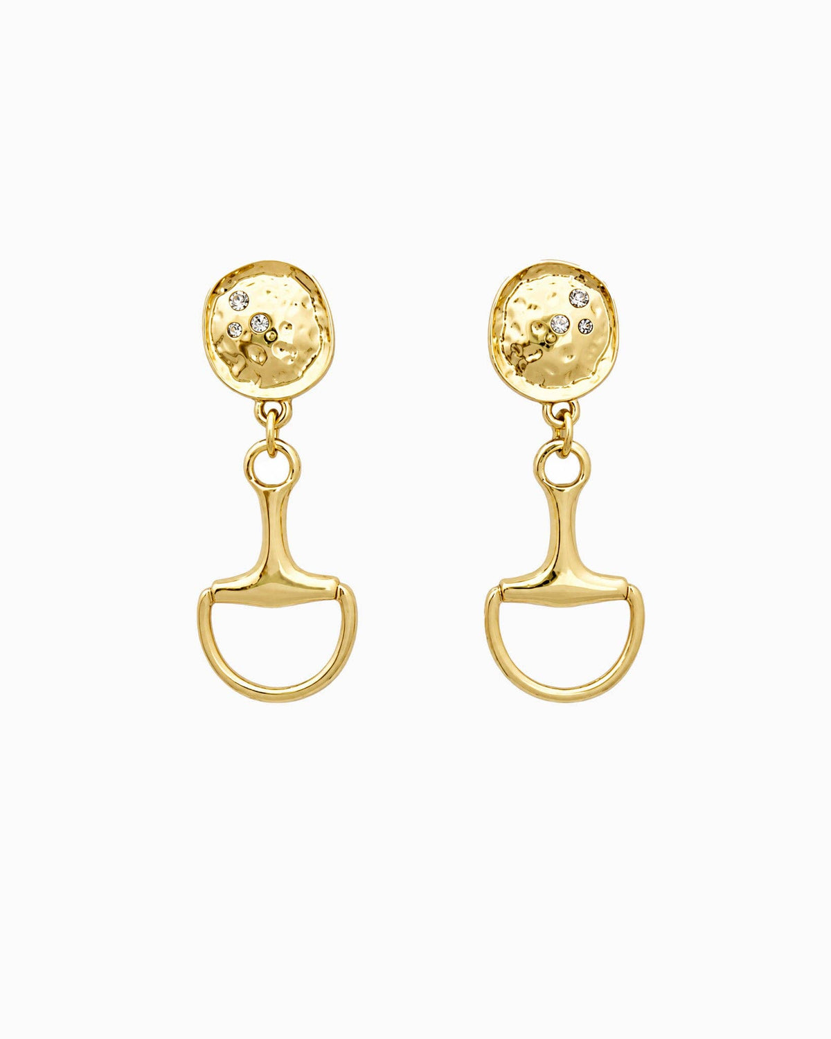 Hammered Stone Horsebit Drop Earrings
