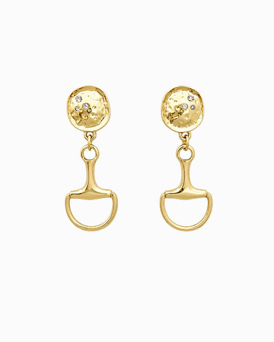 Hammered Stone Horsebit Drop Earrings