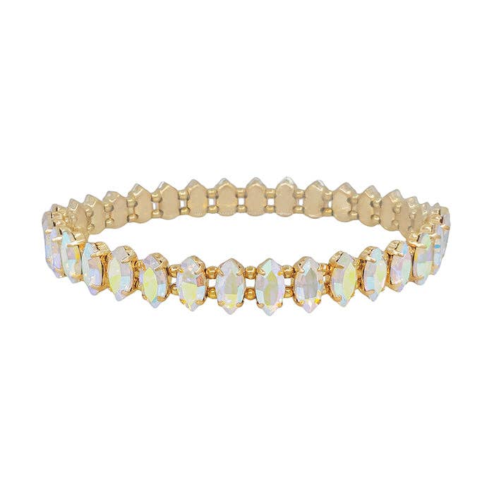 AB Opal Marque Crystal and Gold Stretch Bracelet