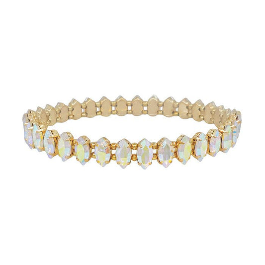 AB Opal Marque Crystal and Gold Stretch Bracelet