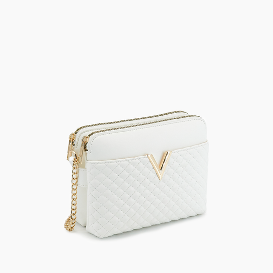 Lila Quilted Double Zip Crossbody Bag