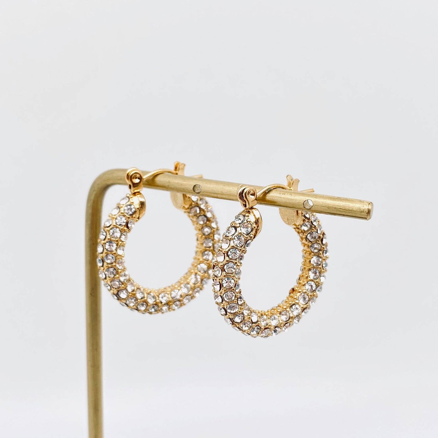 Sparkling 18K Gold Plated Stainless Steel Hoop Earrings