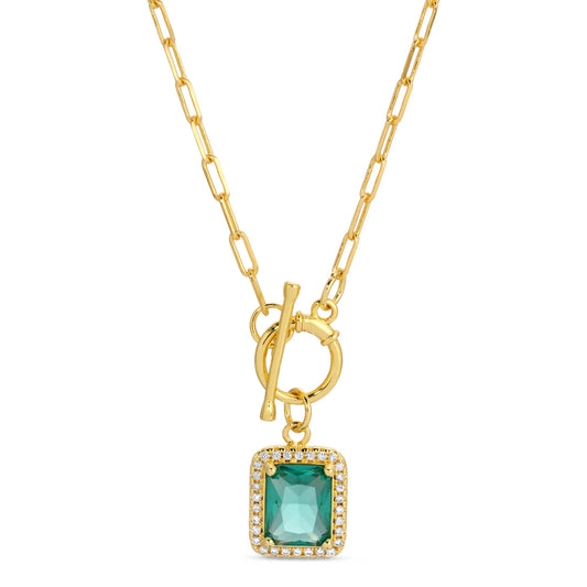 Emerald Elegant Pendant Toggle Necklace