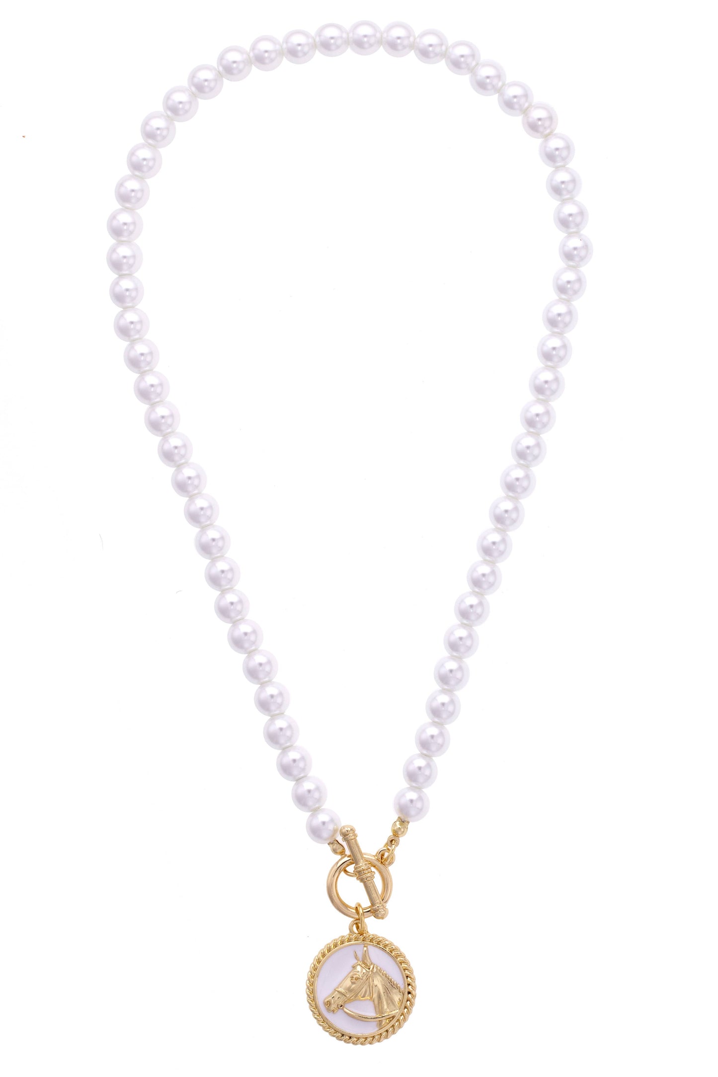 Thoroughbred Pearl Beaded Toggle Front Necklace in Ivory