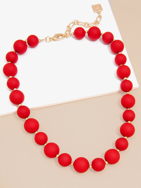 Red Chunky Matte Beaded Necklace