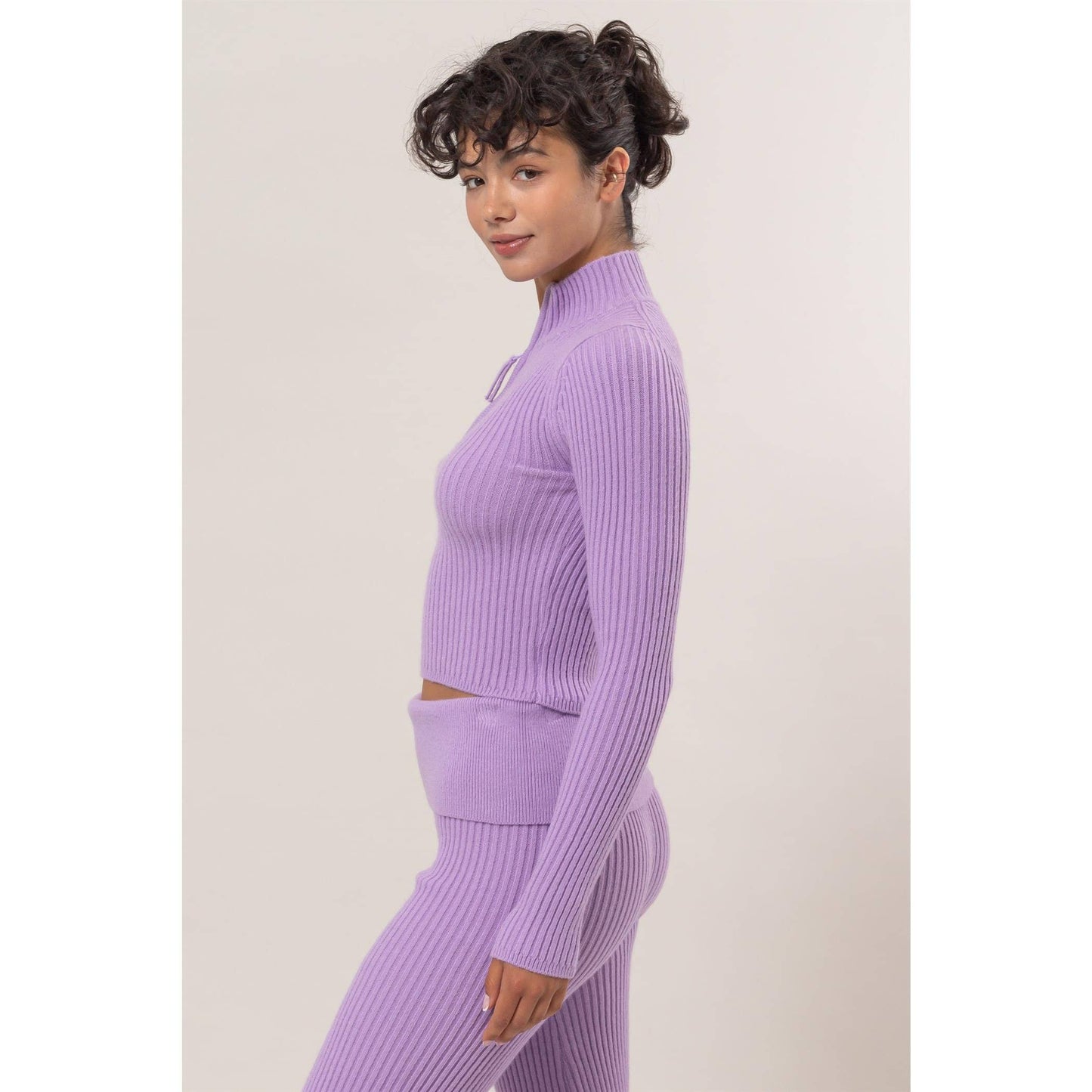 Half-Zip Ribbed Knit Top