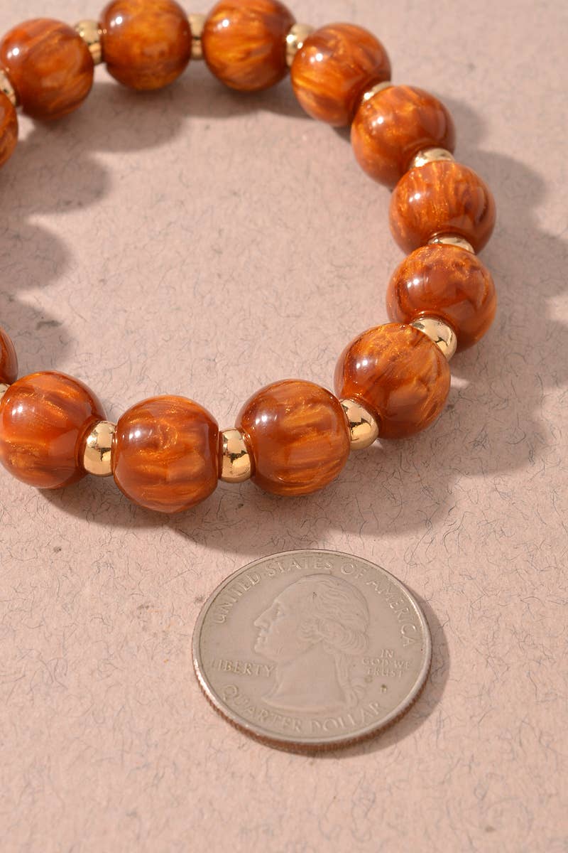 Marbled Round Beaded Stretch Bracelets