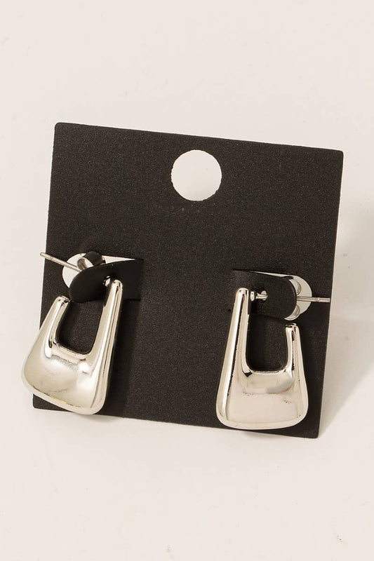 Gold Dipped Flat Rectangle Latch Hoop Earrings