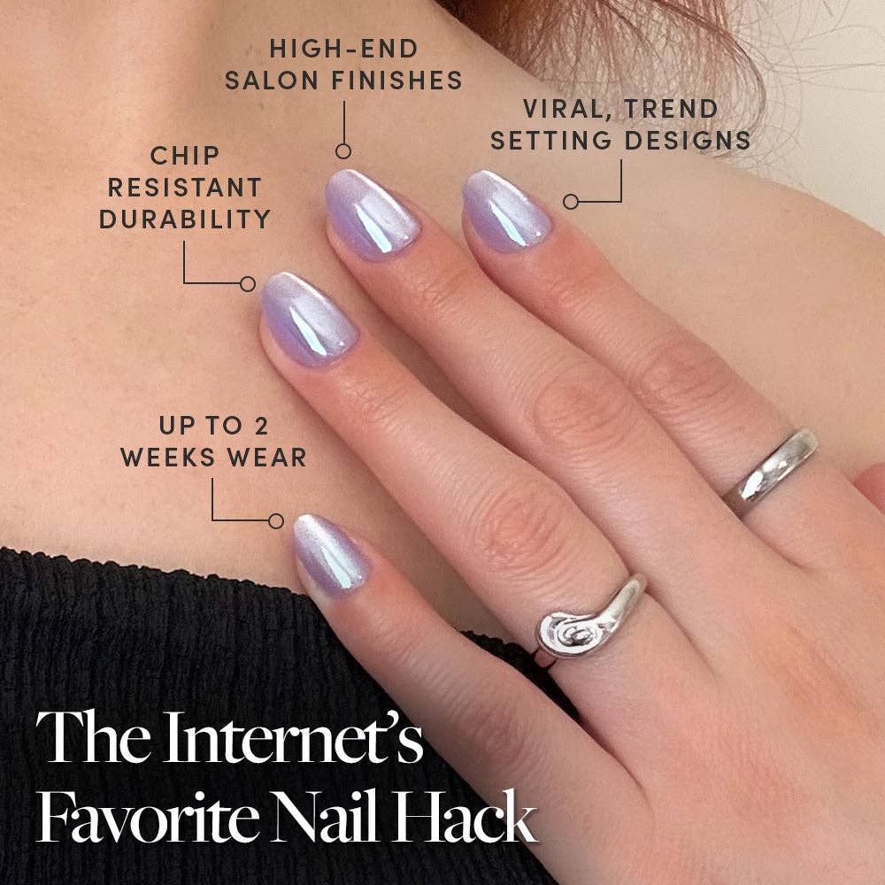 Glamnetic Mermaid's Tail Press-On Nails | Short Oval Purple Iridiscent