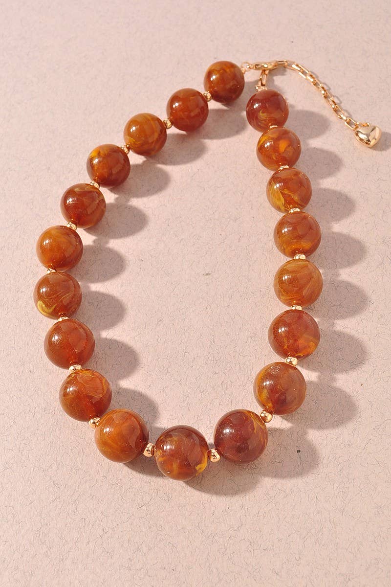 Resin Ball Bead Short Necklace