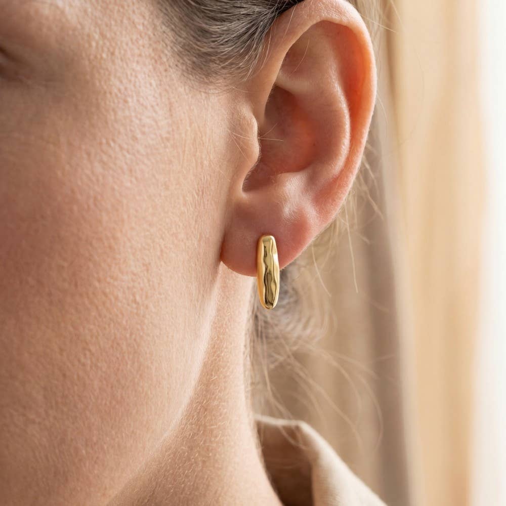 Gold Dipped Chunky Long Oval Earrings