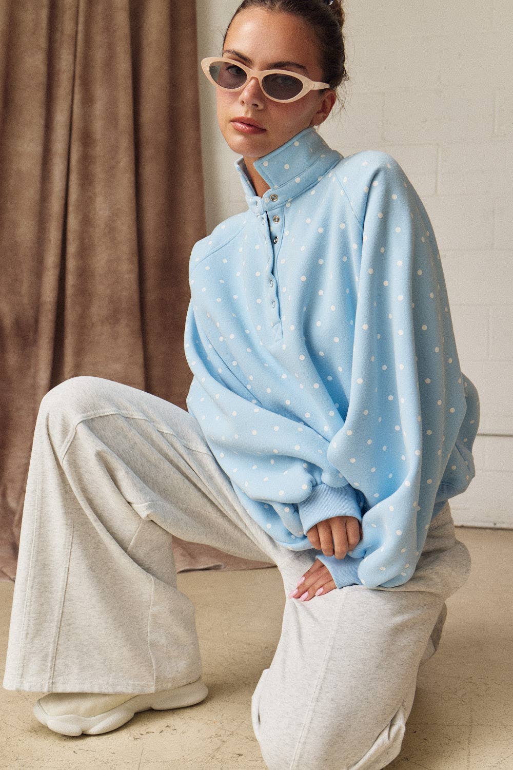 Piper Polka Dot Snap Button Pullover
