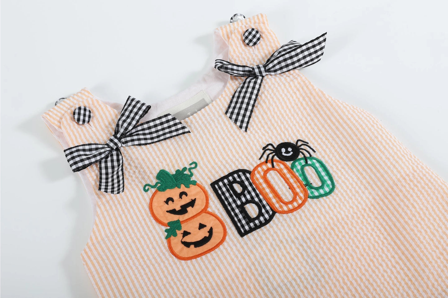 Vestido con volantes de Halloween Boo de seersucker naranja