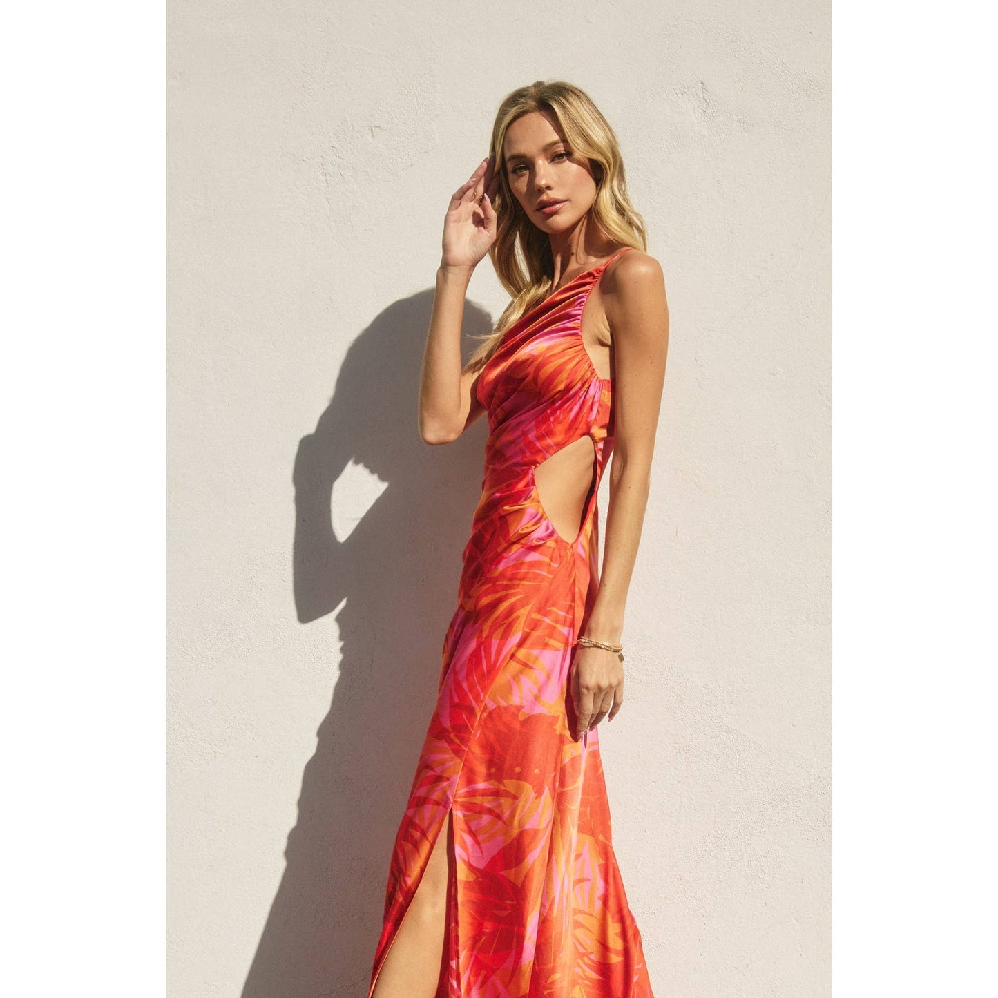 Sunset Lover One Shoulder Ruched Maxi Dress