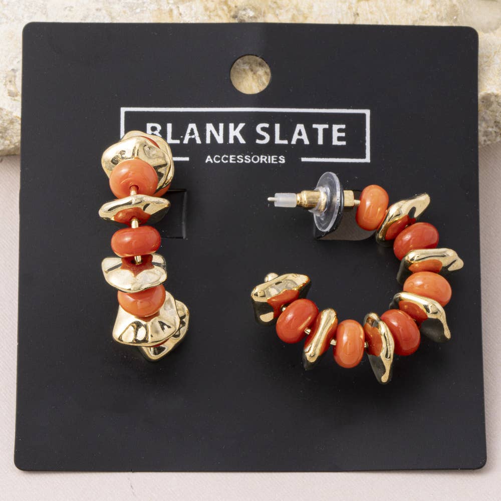 Chunky Pebble Bead Hoop Earrings