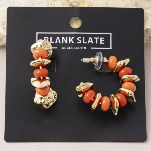 Chunky Pebble Bead Hoop Earrings