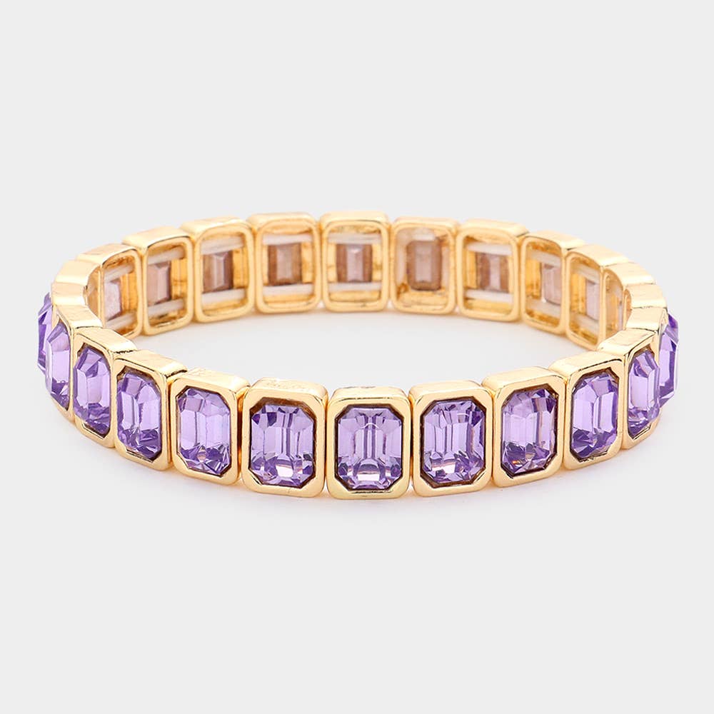 Emerald Cut Stone Stretch Evening Bracelets