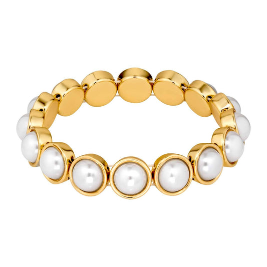 Pulsera elástica de oro con cuentas de perla