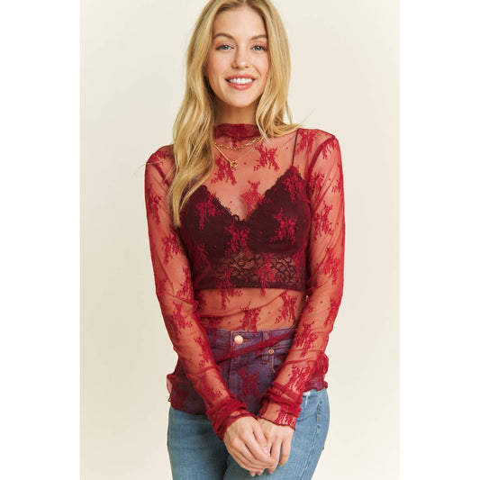 Mesh Lace High Neck Top