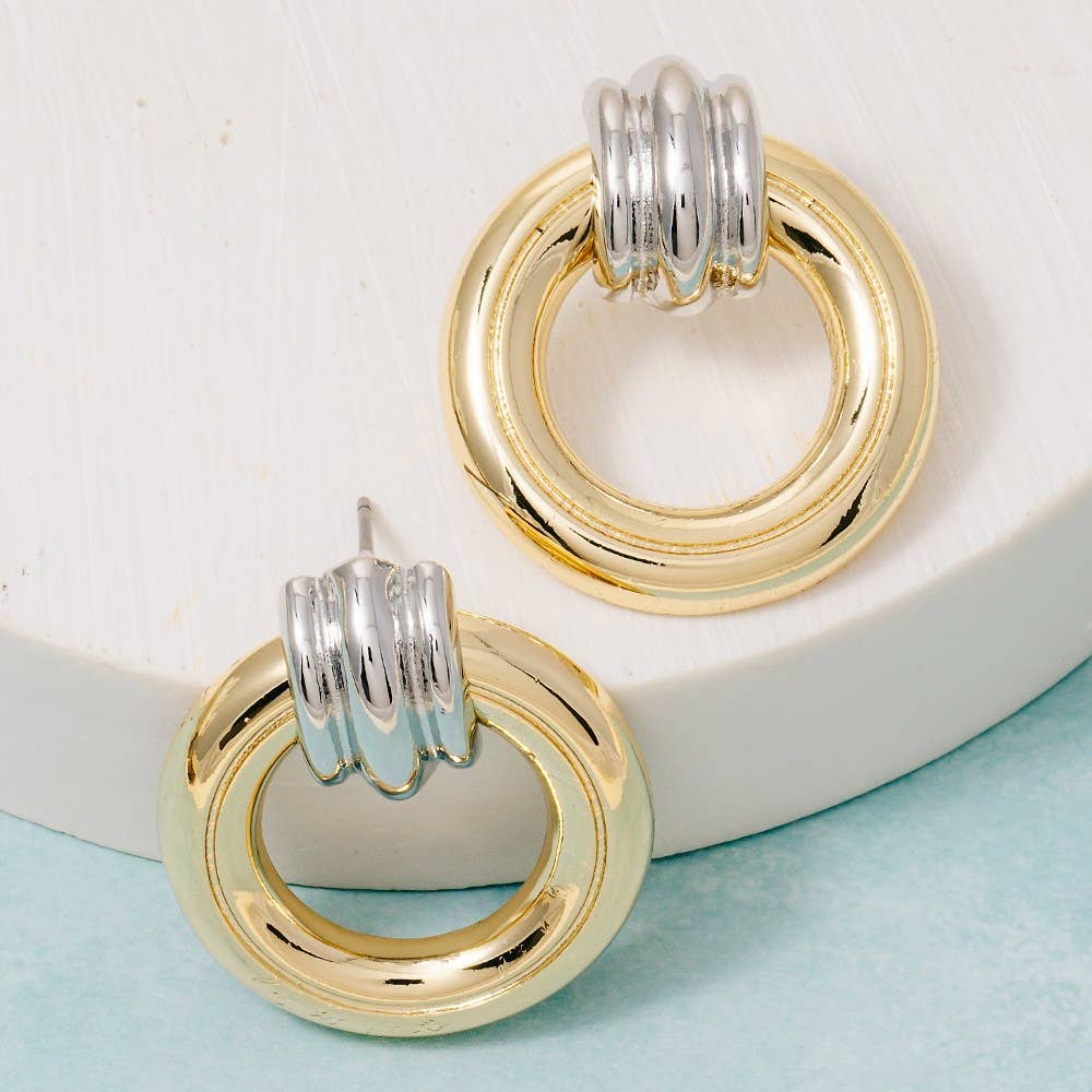 Gold Dipped Two Tone Door Knocker Earrings