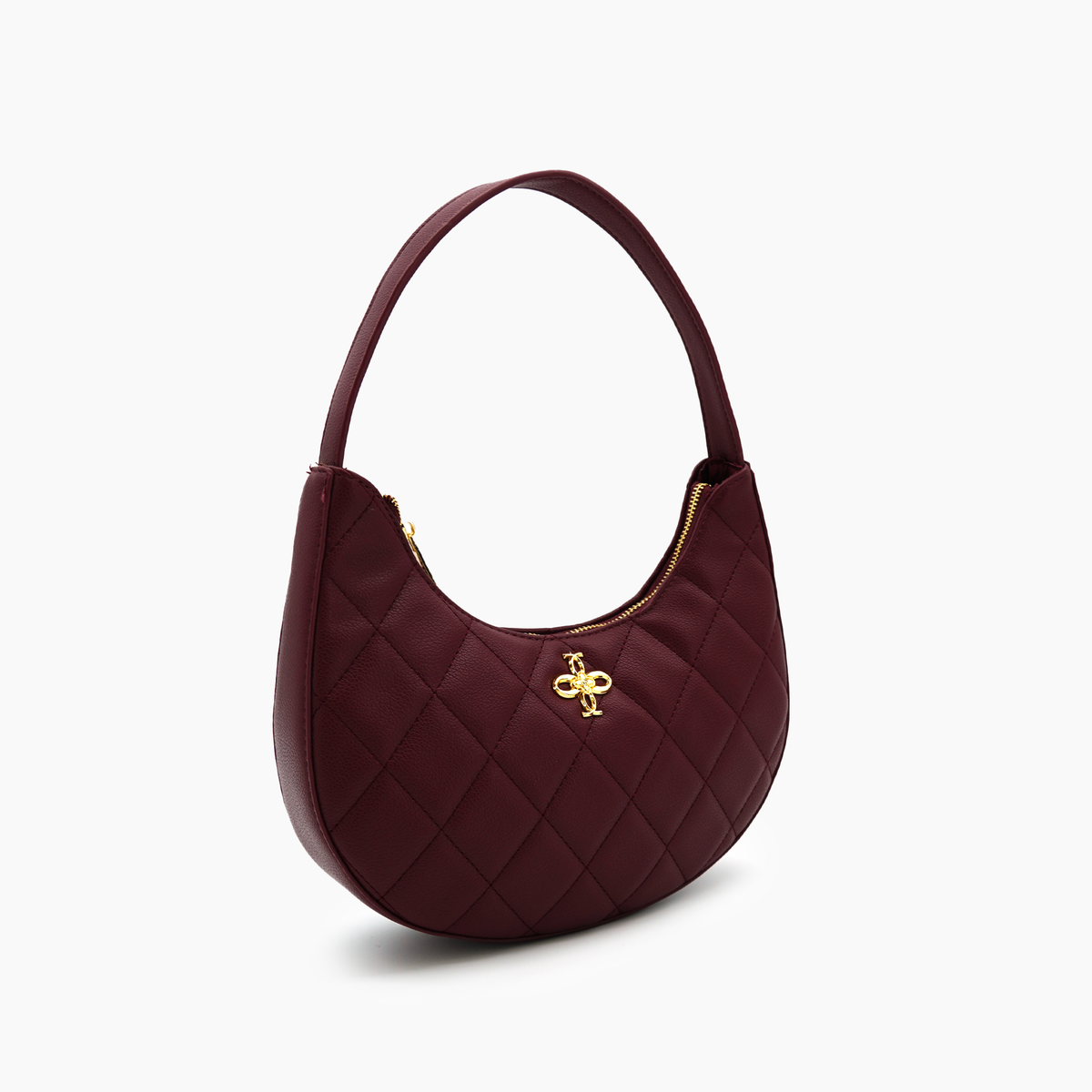 Burgundy Astra Quilted Tote Halfmoon Shoulder Purse