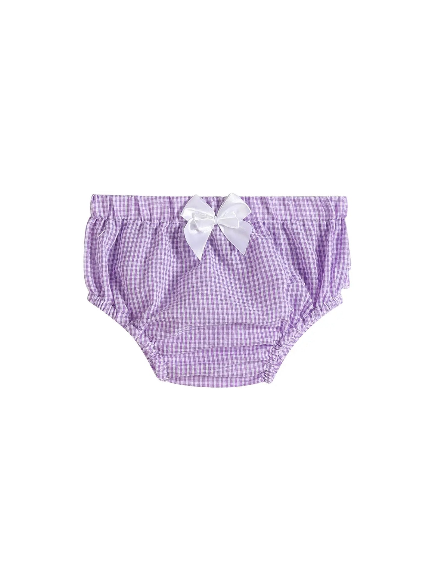 Purple Seersucker Cotton Baby Bloomers