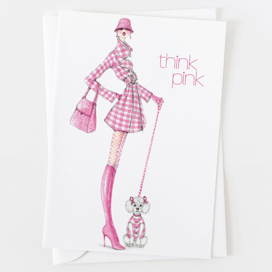 Think Pink Blank Greeting Card