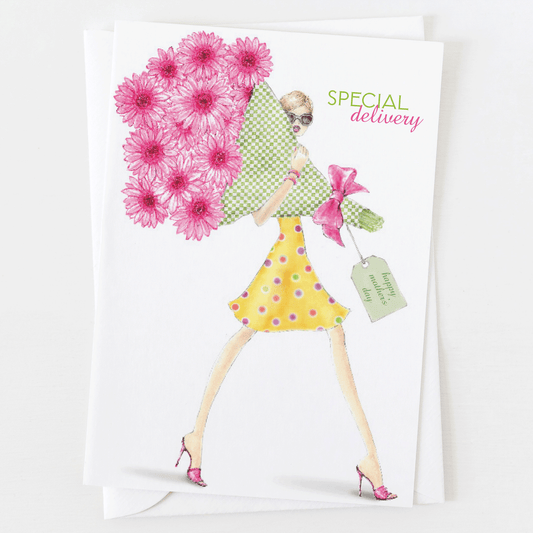 Mother's Day Girl With Flowers Greeting Card