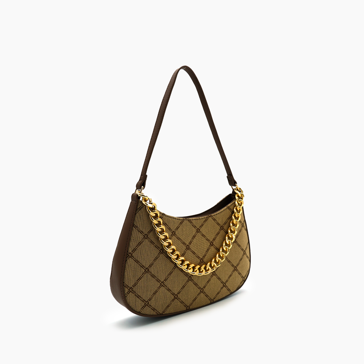 Vegan Leather Denim Mira Gold Chain Shoulder Bag