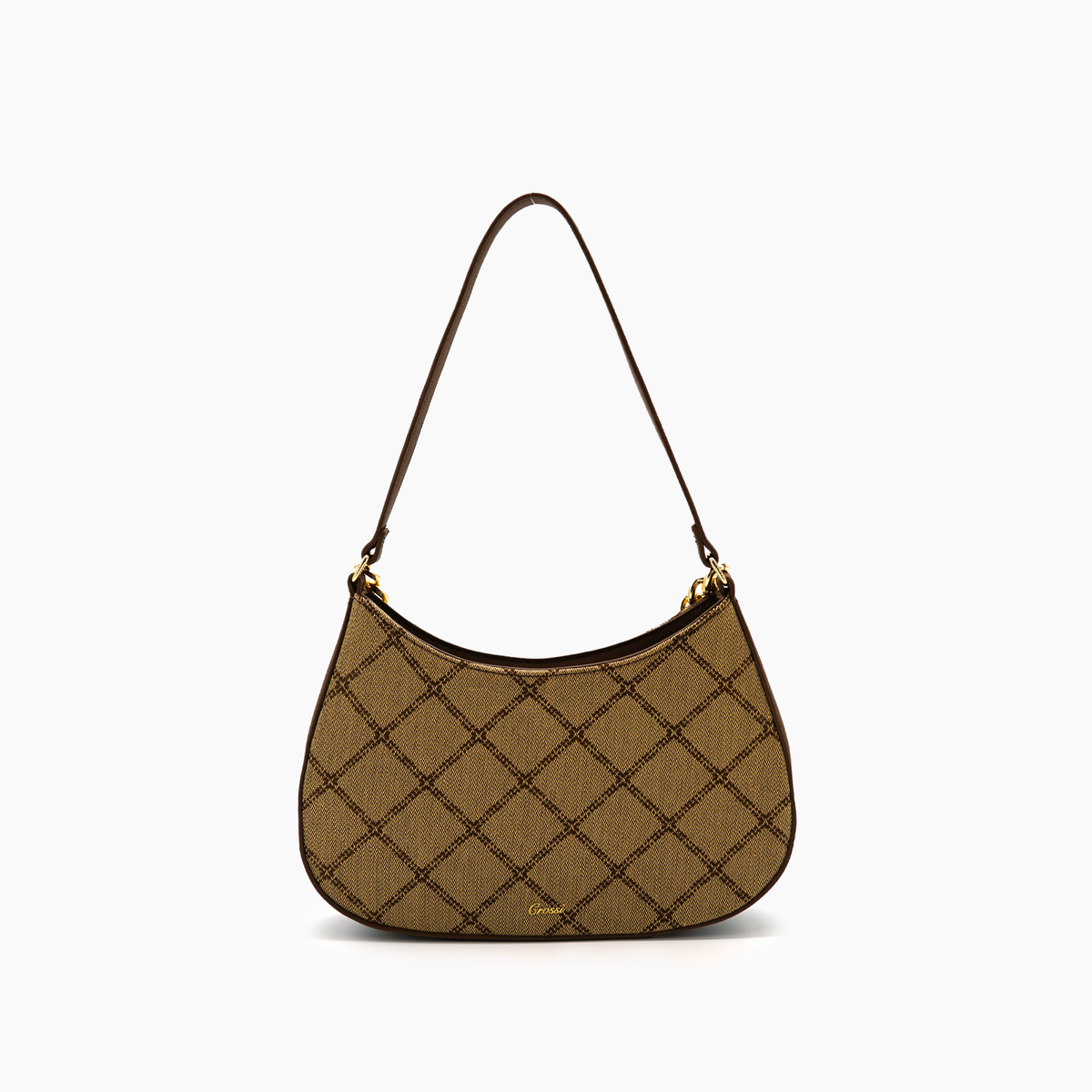 Vegan Leather Denim Mira Gold Chain Shoulder Bag