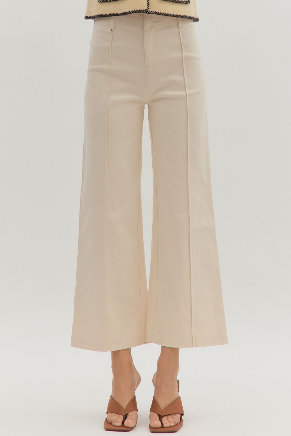Ecru Wide Leg Trousers