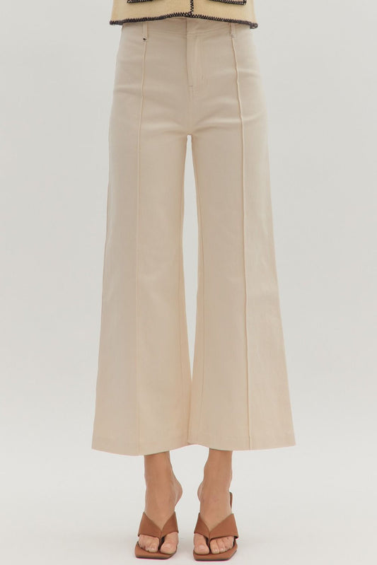 Ecru Wide Leg Trousers