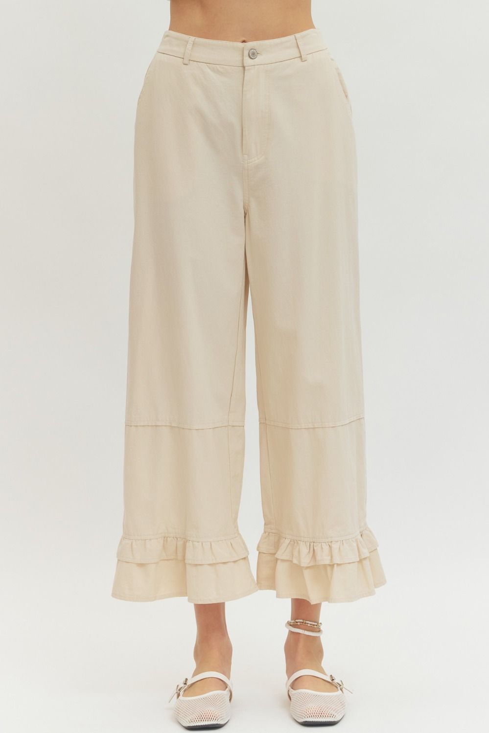 Coquette Khaki Ruffle Pants