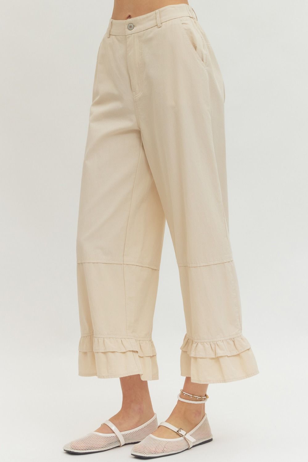 Coquette Khaki Ruffle Pants