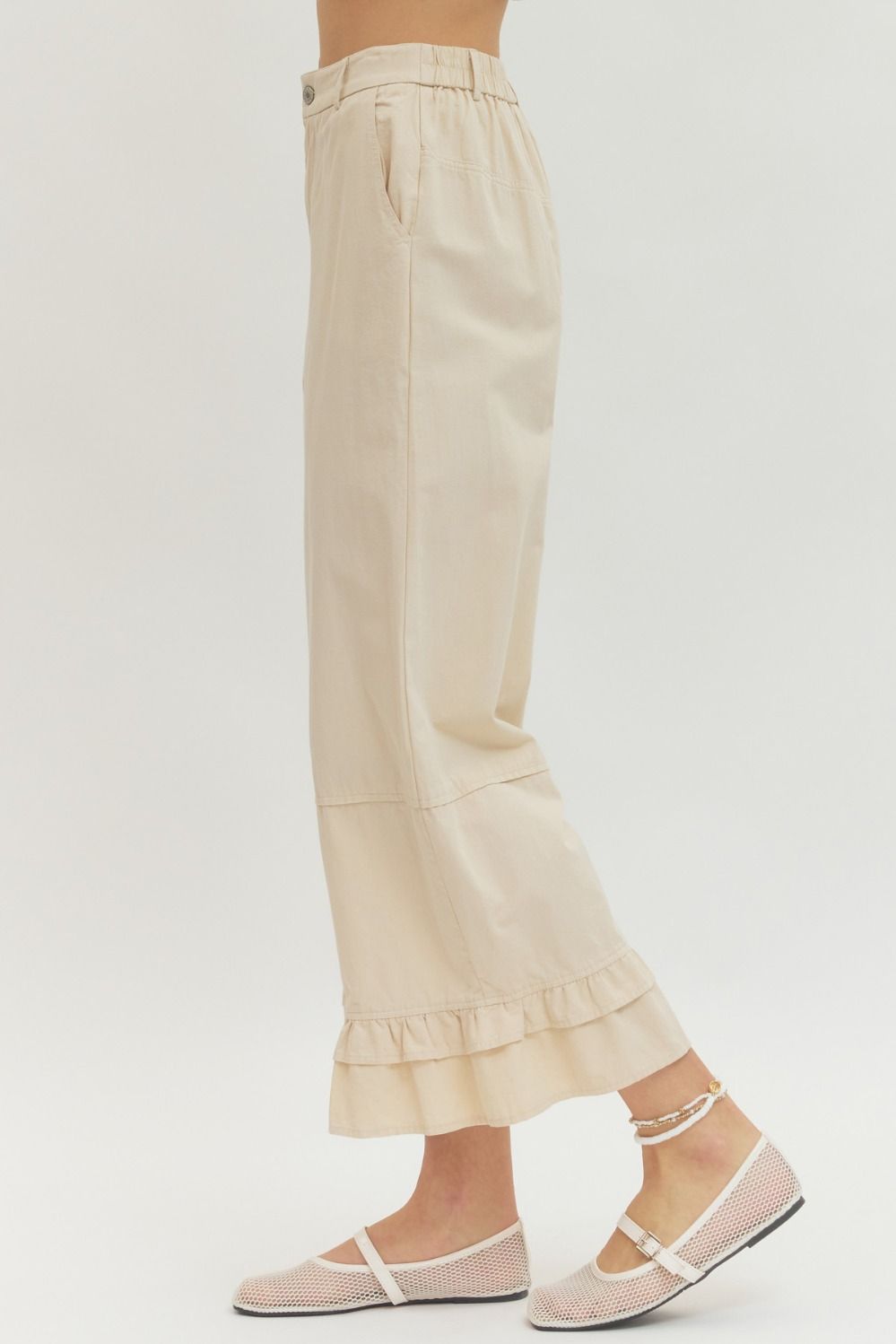 Coquette Khaki Ruffle Pants